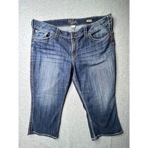Silver Jeans McKenzie Capri Dark Wash Stretch Denim Cropped Jeans Blue Womens-22